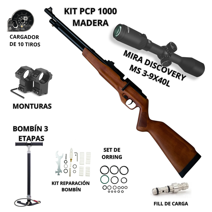 KIT RIFLE PCP PCP1000 MADERA 5.5