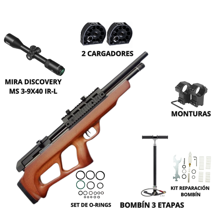 KIT RIFLE PCP BEEMAN COMMODORE MADERA 5.5