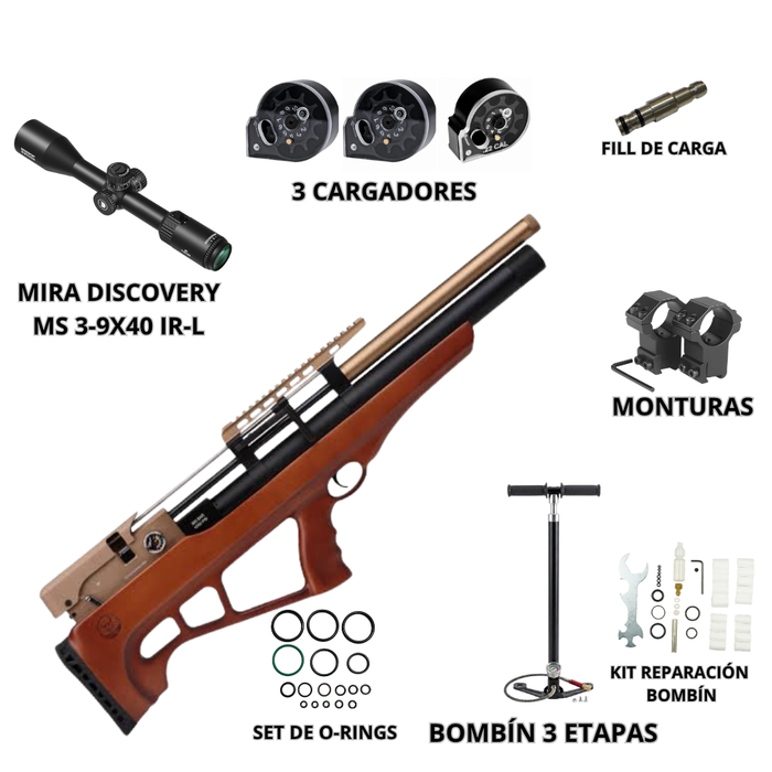 KIT RIFLE PCP LETAL V8 5.5. Y 6.35