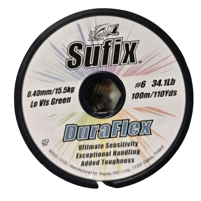 NYLON SUFIX DURAFLEX 0.40MM VERDE 100 METROS