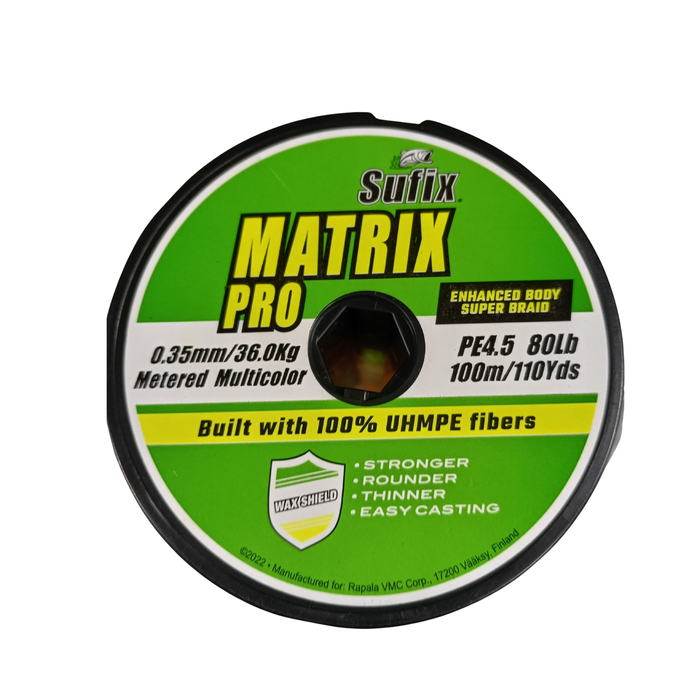 MULTIFILAMENTO SUFIX MATRIX PRO 0.35MM MULTICOLOR 100 METROS