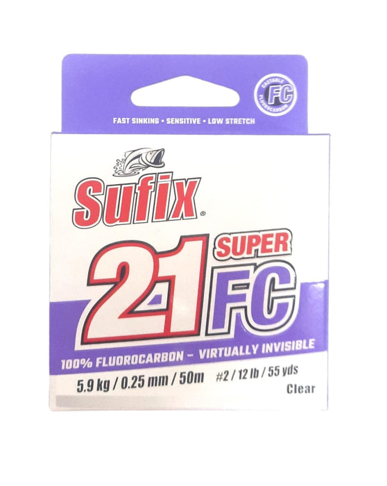 SUFIX FLUOROCARBON SUPER 21 FC 025 5.9KG CLARO 50 METROS