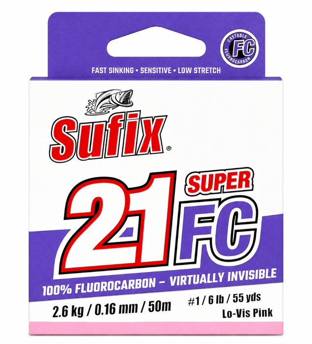 SUFIX FLUOROCARBON SUPER 21 FC 016 2.6KG ROSADO 50 METROS